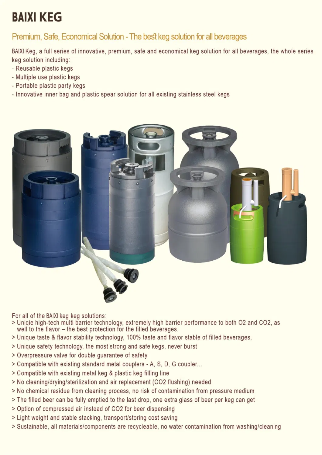 5L 15L 18L 20L 30L HDPE Plastic Beer Kegs with Plastic Spear/Inner Bags