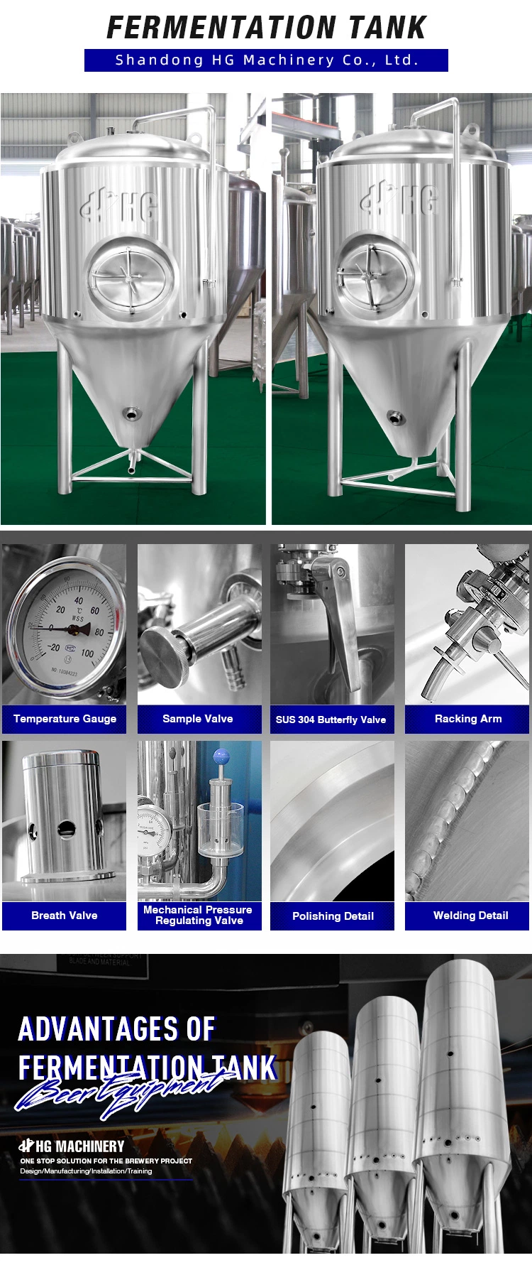 Conical 1000L Cider Fermentation Tanks Fermentation Tank Equipment